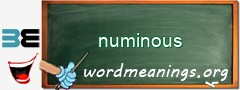 WordMeaning blackboard for numinous
